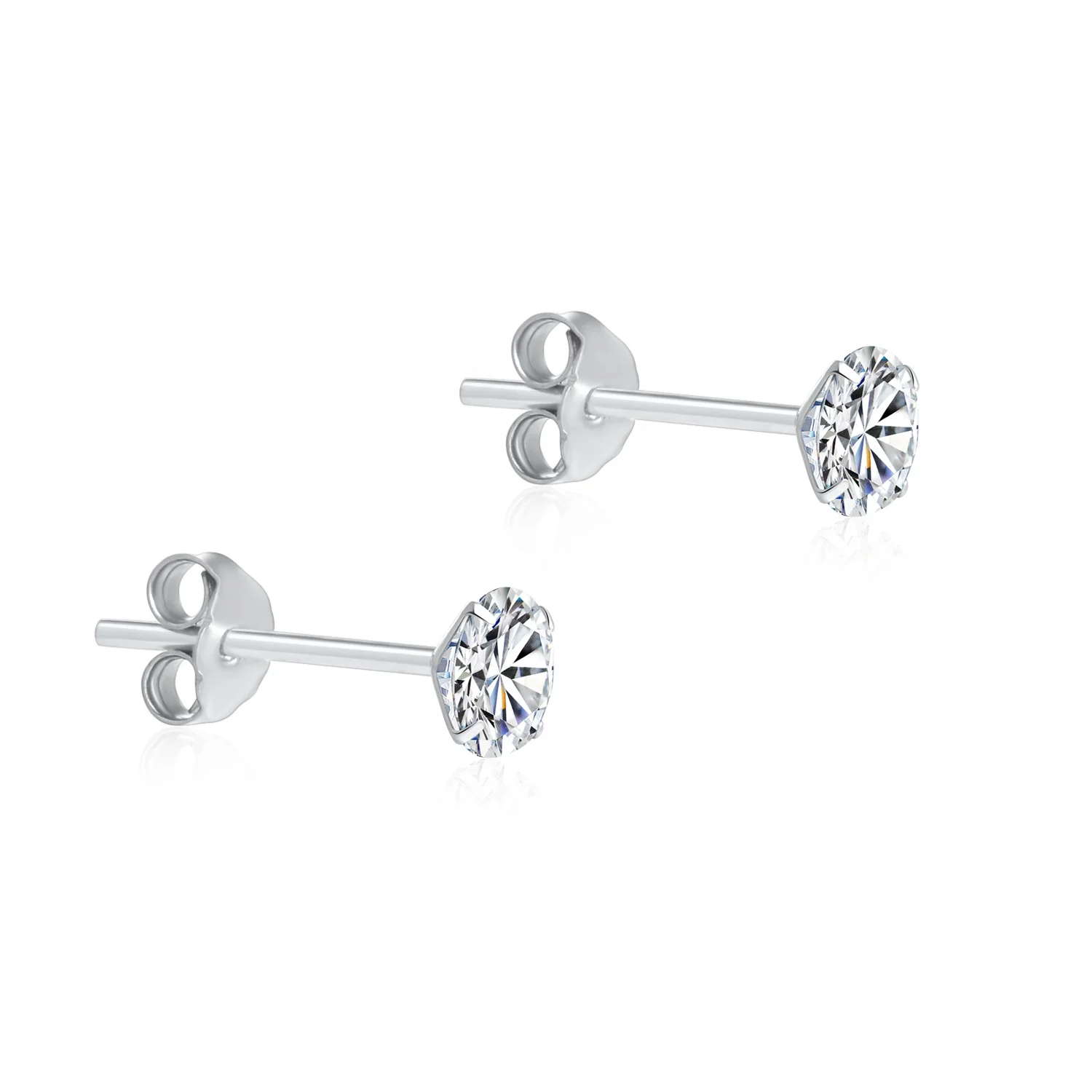 

Fashion Wholesale Stud Earrings 925 Sterling Silver Cubic Zirconia 3mm 4mm 5mm 6mm 7mm 8mm Colorful Small Women Gift Party HOT, Silver color