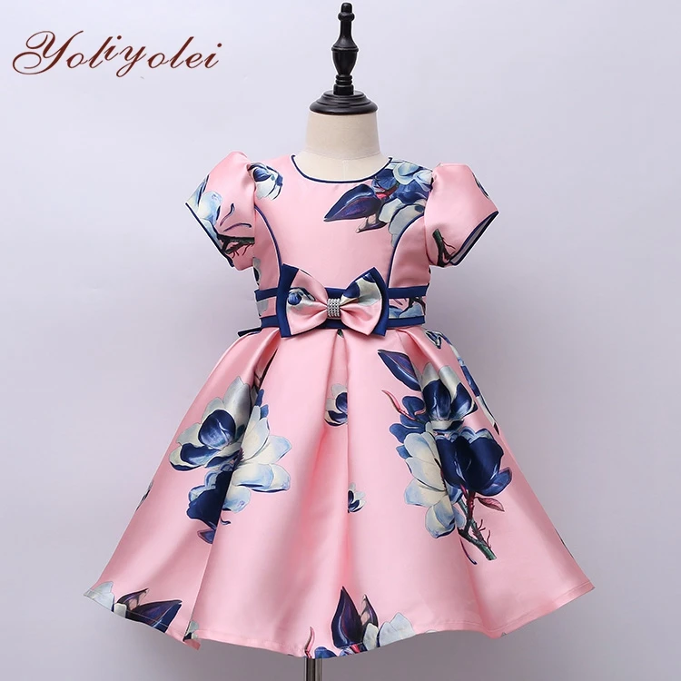 

Latest Summer African Floral Girl Party Dress Girls' Dresses For Girl Kid, Pink