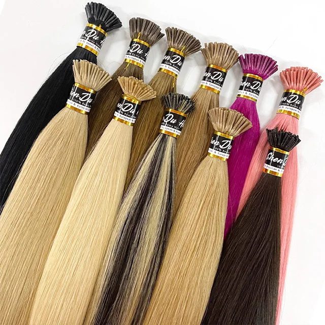 

natural i tip hair extensions Wholesale cuticle aligned virgin remy hair extension keratin itip human hair extensions vendors