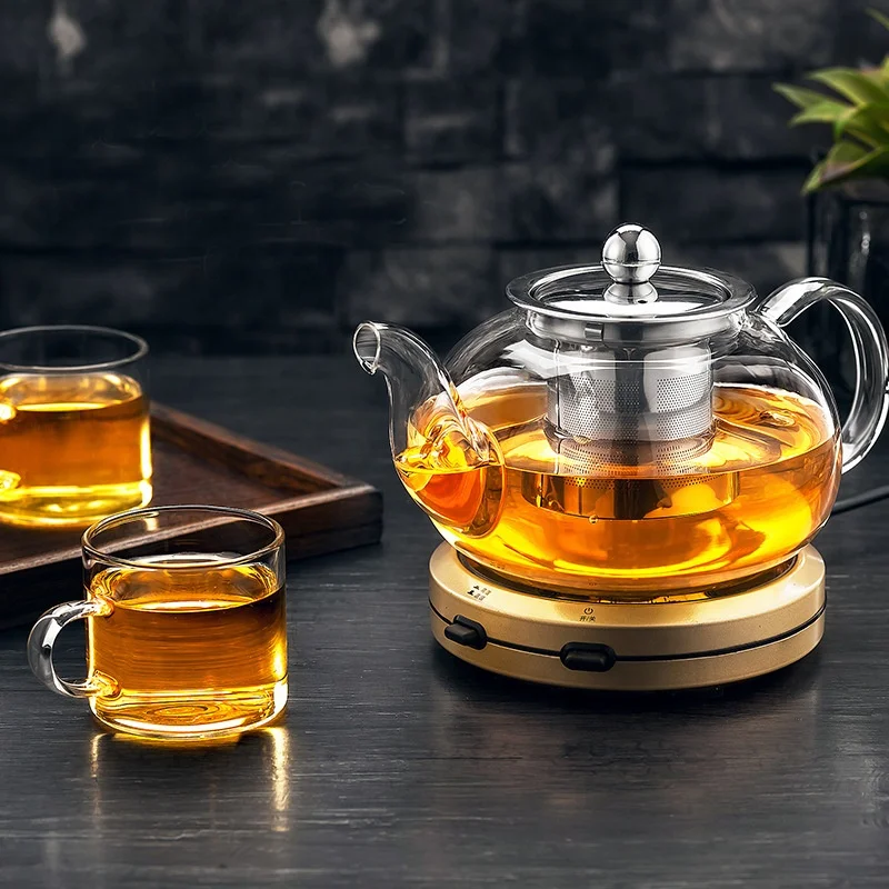 

304ss filter handblown heat resistant pyrex glass teapot, Transparent