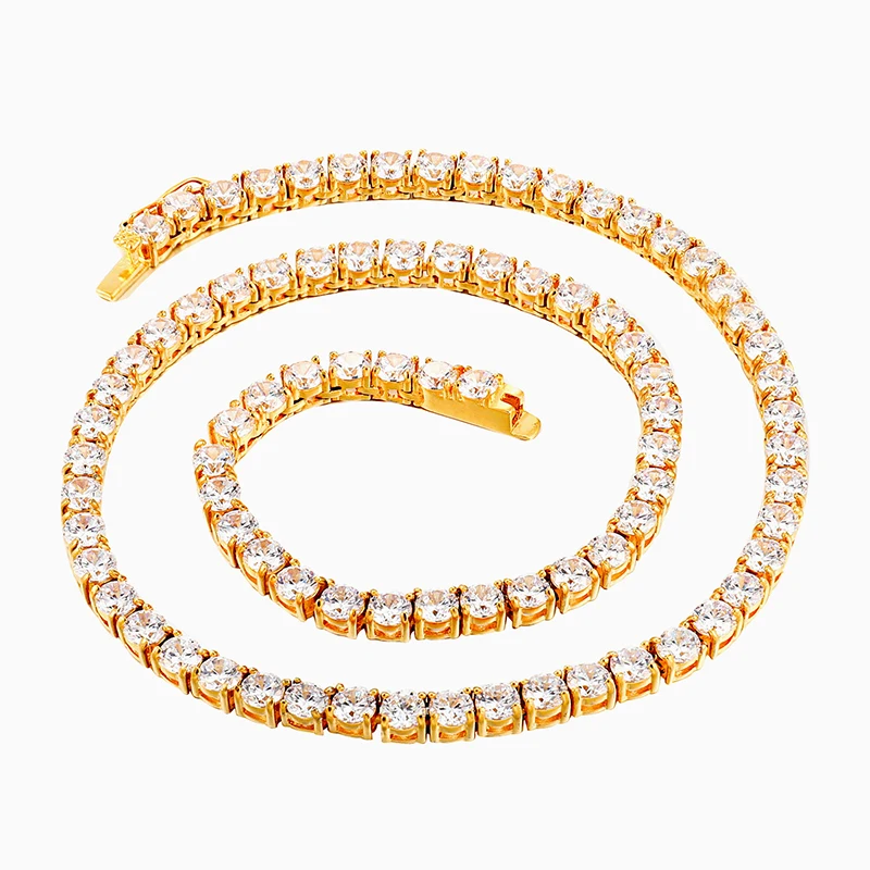 

Factory price hiphop iced out CZ tennis chain necklace for man