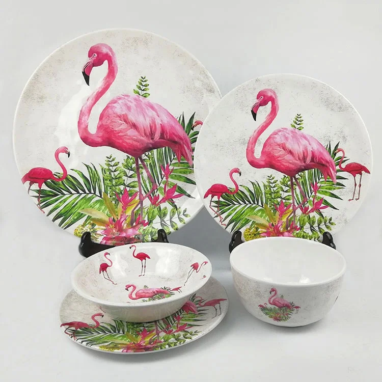 

Set of 4 Custom Print Wholesale Plastic Melamine Dinnerware Sets, Customize