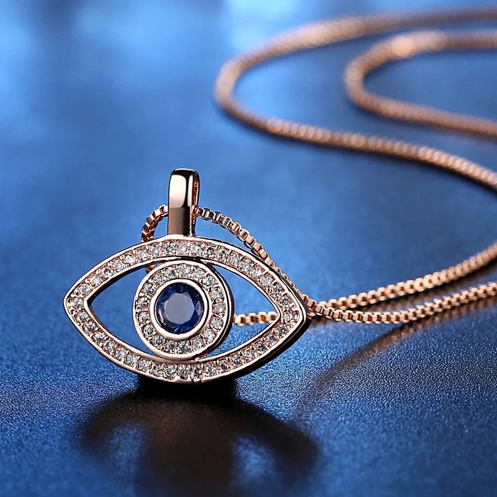 

18k Gold Plated Alloy Chain Round Circle Eye of Demon Pendant Necklace for Women