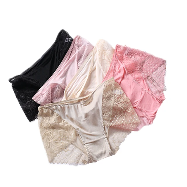 

Aruina women panties underwear female 100% silk lace sexy and cool traceless waist briefs lace sissy panties sexy mommy panties