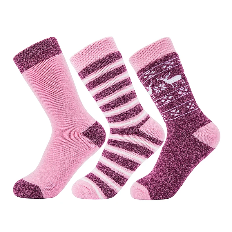 

New pink socks 3pair a pack thick warm women comfortable crew soft casual cozy winter socks