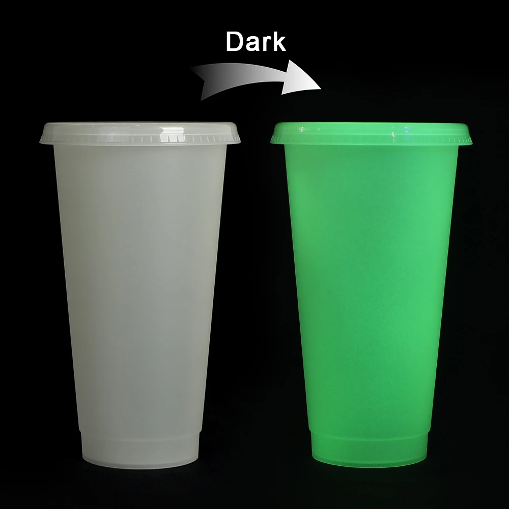 

Luminous Drink Glow Green Water Custom Logo 24OZ Magic Cold Reusable Plastic Color Changing Cup, Support customization