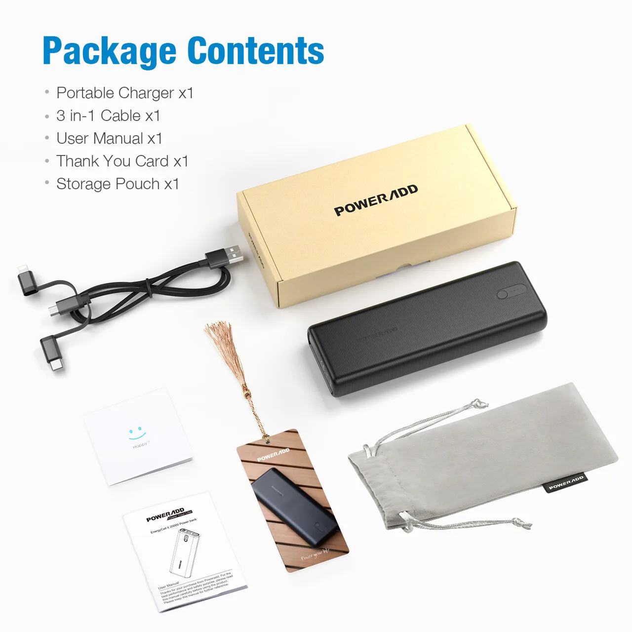 

High Quality Dual Usb And Led Flashlight 20000mAh Fast Charging Power Banks Pack For Mobile/Smartphone