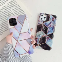 

OTAO Geometric Marble Texture Phone Case For iPhone 11 Pro Max X XS XR 7 8 6 Plus Plating Soft Silicone Cover Carcasa Celular