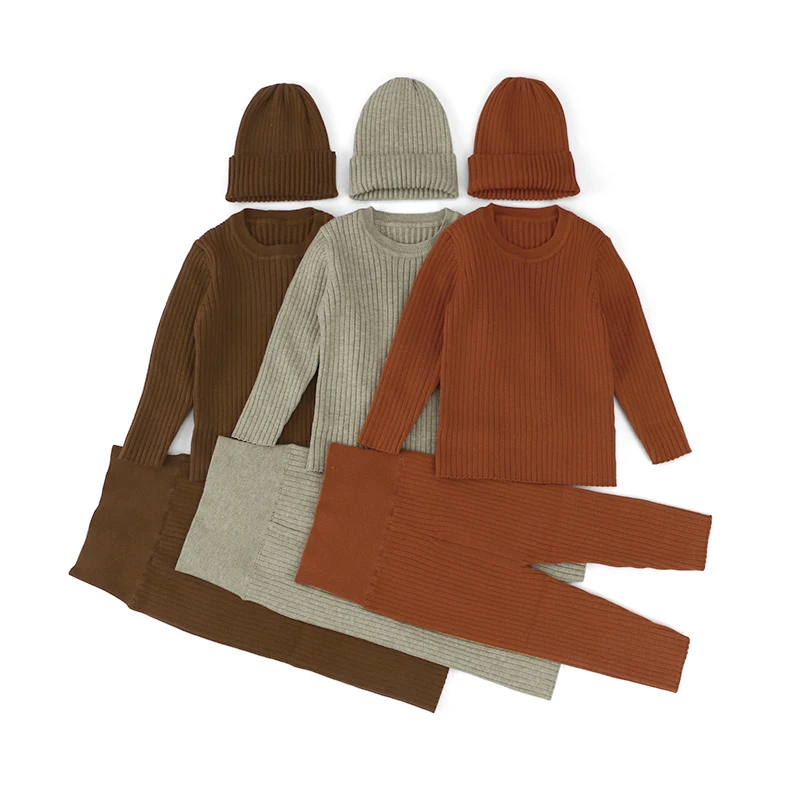

Winter Inner Wear Baby High Waist Pants Design Knit sweater Children Clothes Suit Wholesale, 4 colors for choose