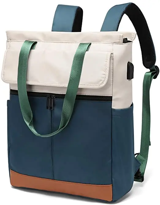 

15.6 Inch Custom Logo Travel Laptop Waterproof Convertible Tote with USB Charging Port Backpack, Khaki