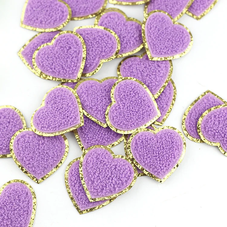 

Direct factory embroidered patch colorful heart shape chenille patch