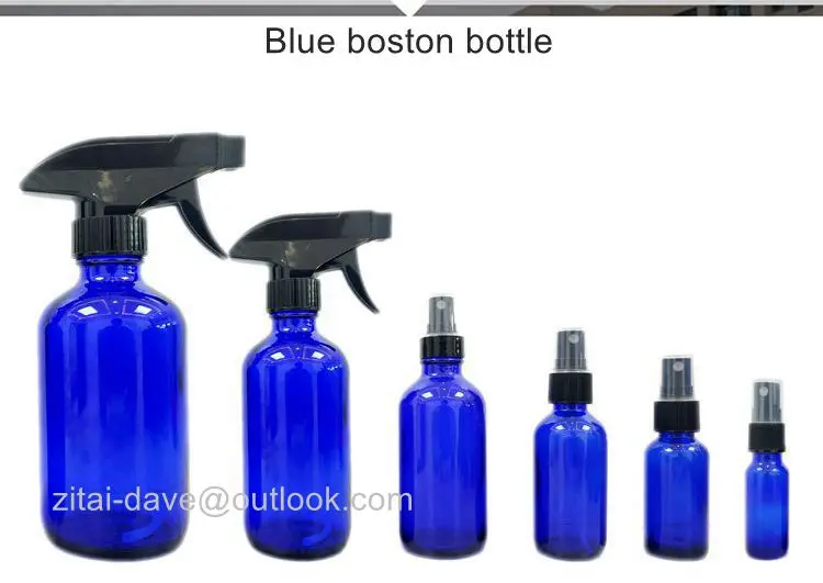 2oz amber boston spray bottle glass with sprayer Bathroom Liquid Soap 4 oz Cobalt Blue 28/410 Pump With Spray Boston bottle
