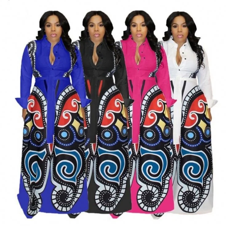 

fancy long sleeve women traditional african plus size maxi dress patterns