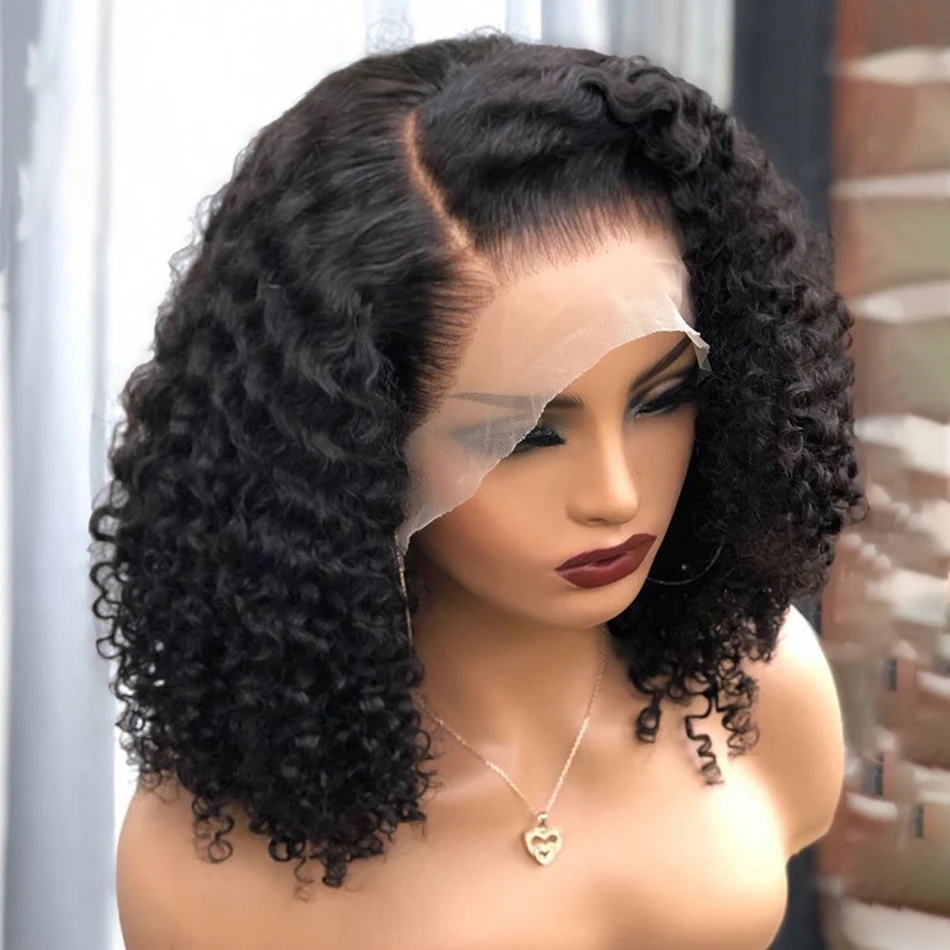 

Jerry Curly 13x4 Lace Front Wig Short Bob Frontal Human Virgin Hair Wigs Curly Wave Brazilian Remy Pre Plucked Human Bob Wig