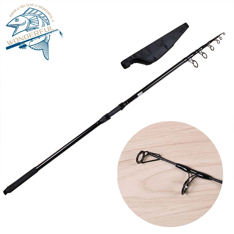 

Good Quality  Black Hard Super Guide Ring Surf Distance Throwing Carbon Telescopic Crap Rod, 1colors