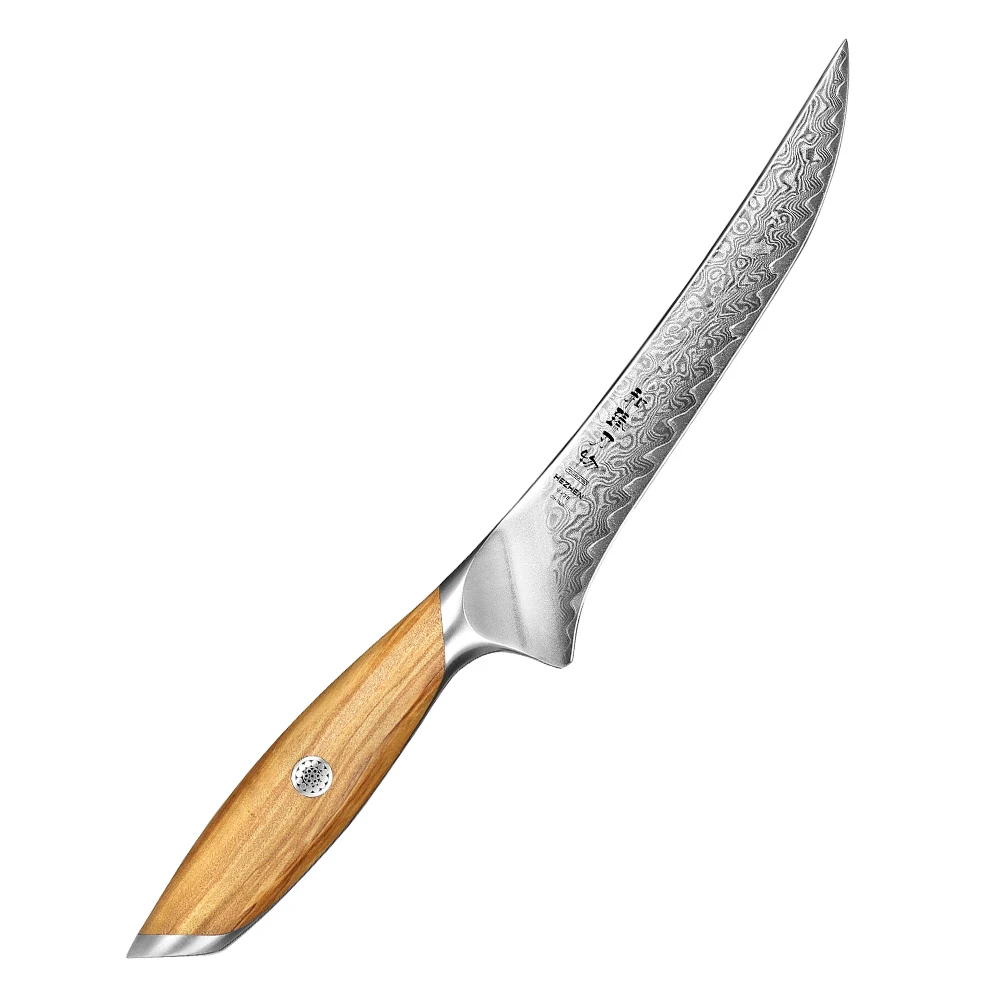 

New Design 7 inch Fillet Knife Japanese Damascus Powder Steel Olive Wood Handle Professional Custom Kitchen Filleting Knives