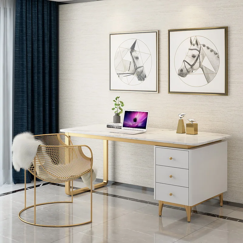 White New Deign Marble Big Board Table Computer Desk Simple Modern Boss