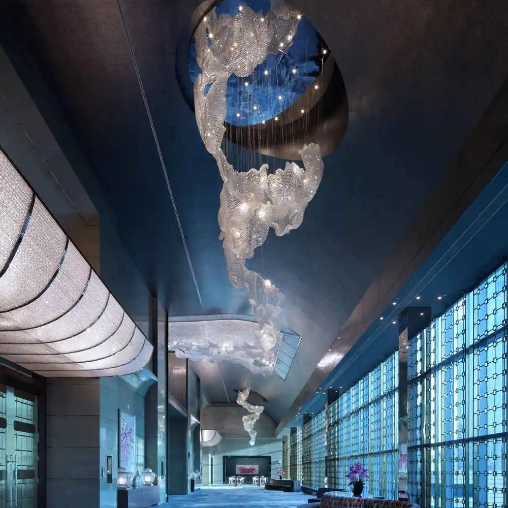 

Starry sky crystal clouds art chandelier for hotel