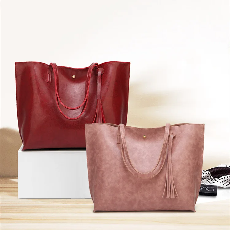 

2021 fashion designer pu vegan leather ladies bucket hand bags high quality tote handbags for women, 4 colors