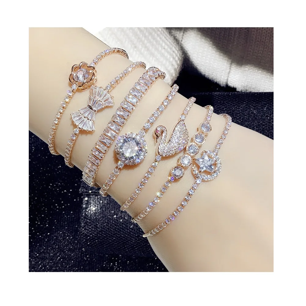 

Adjustable Crystal Pull Bracelets Micro-zircon Charm Bracelet For Women Jewelry Gift