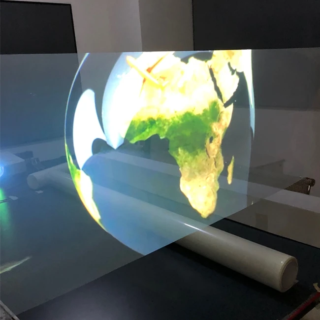 

new style easy install sticky screen rear projection film for projector, Transparent, light grey, light white, pure white