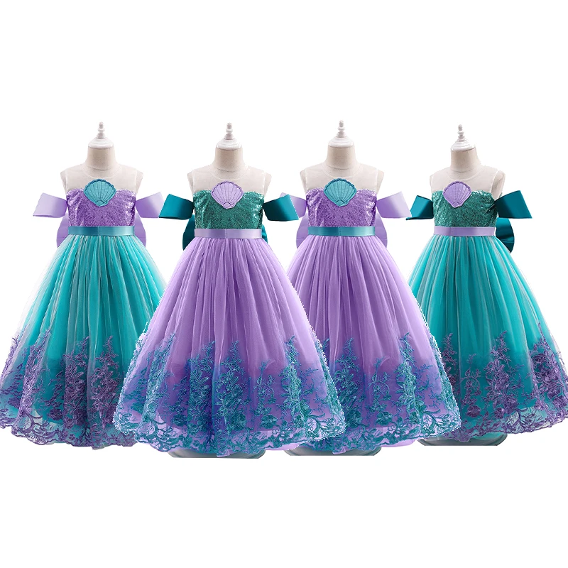 

AmzDreams 2022 Hot Sale Infant Toddle Young Girl Dress Ariel Princess Halloween Cosplay Mermaid Costume, 4 colors