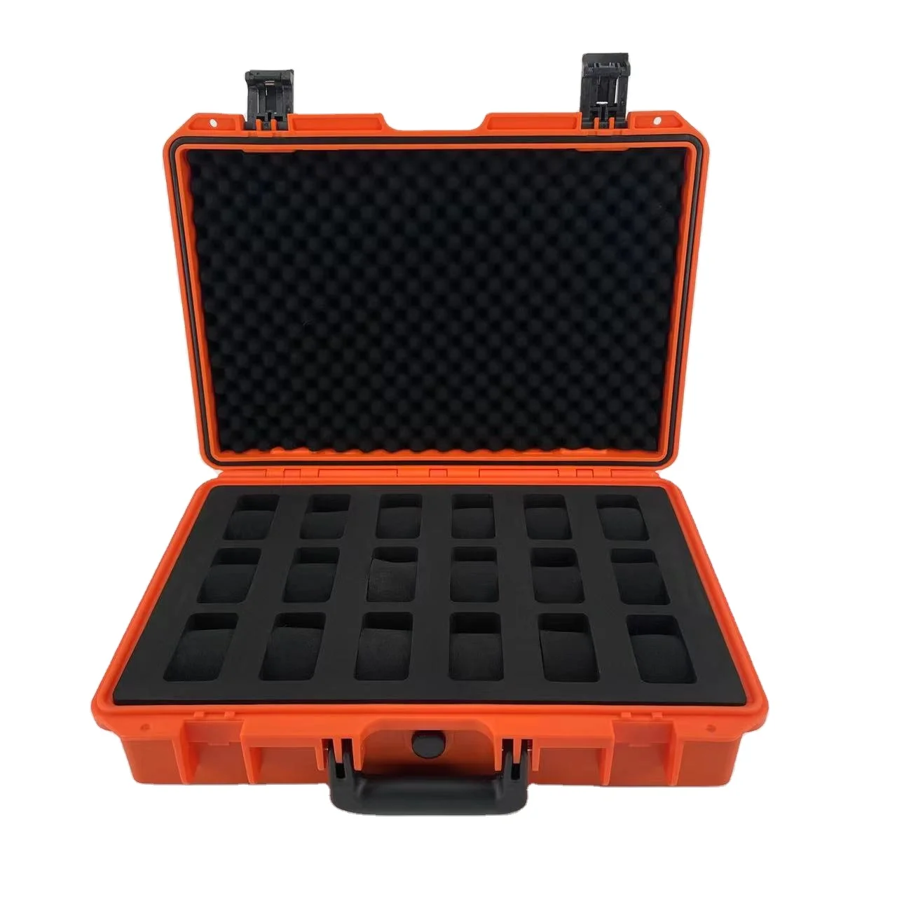 

DPC089 waterproof hard plastic carrying Watch Display Gift Case Luxury Orange Watch protection Case with 18 slots