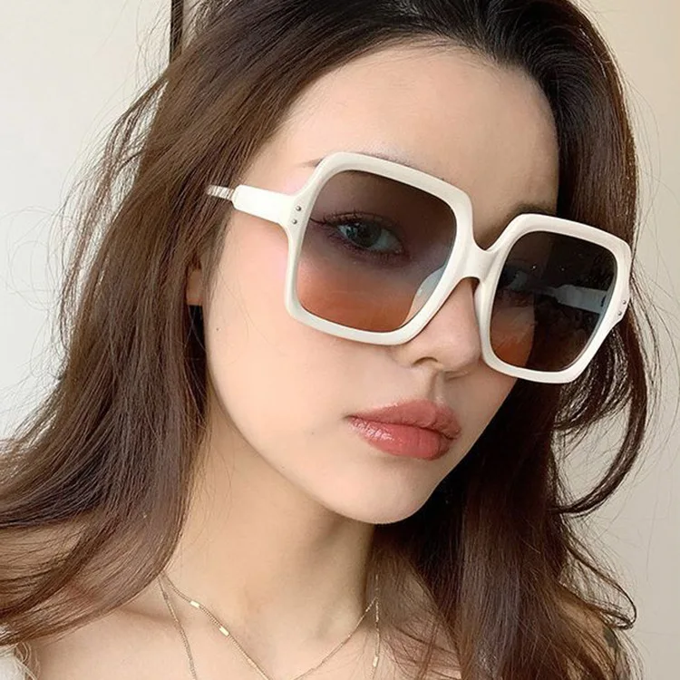 

Vintage oversize square women luxury big frame sun glasses fashion retro gradient glasses for men, As the picture shows