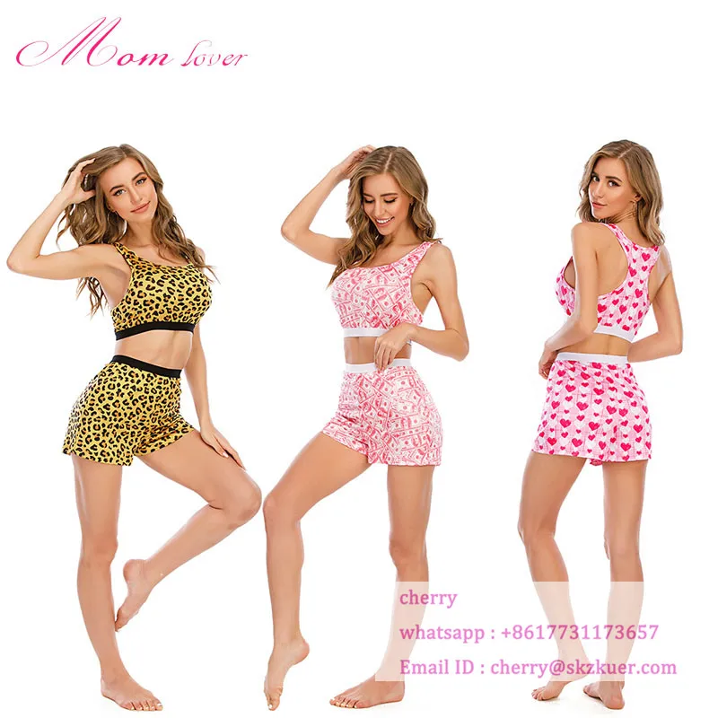 

New 2021 women Sleeveless two piece short set women's sleepwear pajamas set for women, Picture shows
