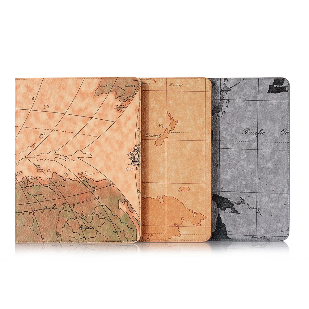 

Hot sale Map Pattern PU leather Flip Stand Tablet Case For iPad 10.2 iPad 10.5 mini 1234 iPad 234