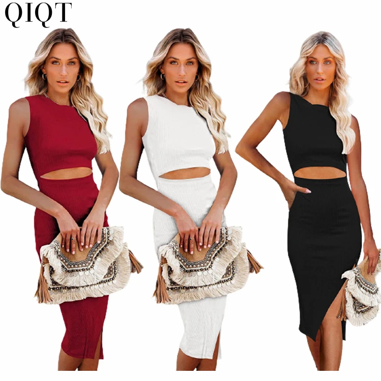 

Latest Design Sleeveless Split Hollow Out Women Spring Clothes 2022 Dresses Women Lady Elegant Bodycon Dress