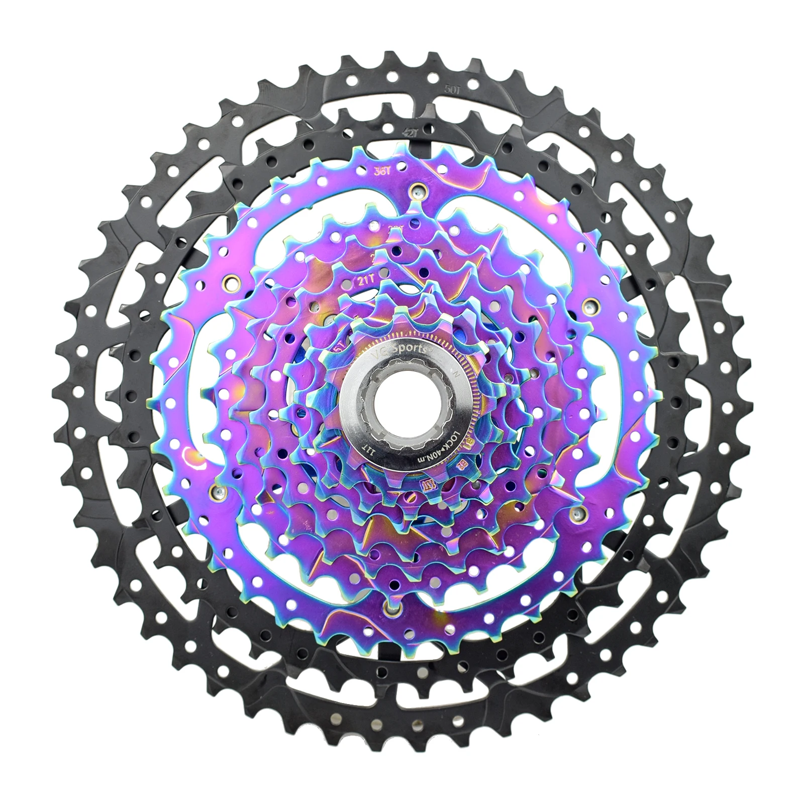 

VG Sports 10 Speed 11-42T 50T Bicycle Cassette Freewheel for MTB Mountain Bike Parts, Rainbow