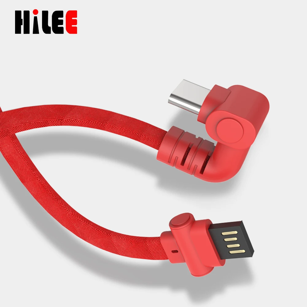 

USB 2.0 U-shaped 90/180 degree elbow Connector for Mobile games 2.4A Charging Data Cable Phone charging cable, Red black