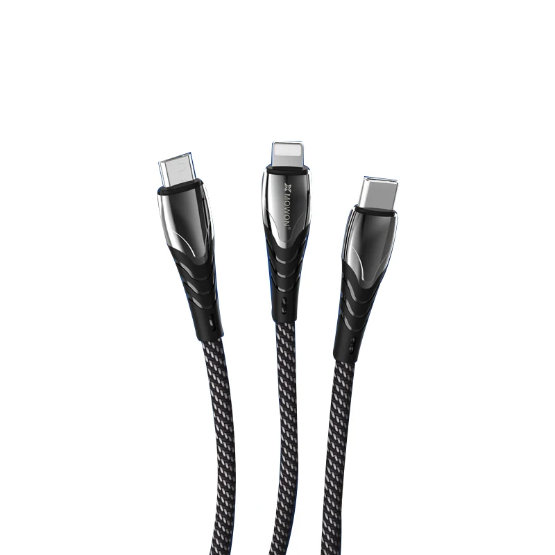 

Customized mobile phone fast charging 3 in 1 nylon braided USB cable data cable