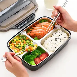 Image of Portable Multifunction Kitchen Accessories Stainless Steel Plate Lunch Box