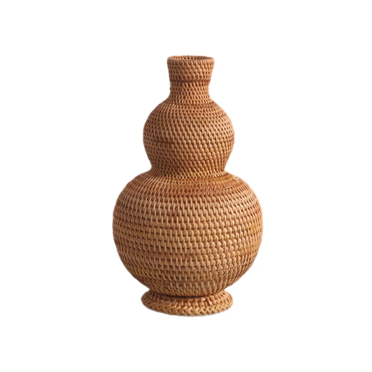 

Home Decorative Rattan Bamboo Weaving Plant Flower Vases With Pastoral Style