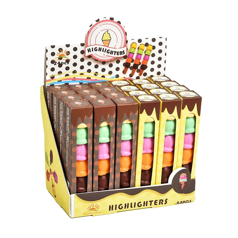 

Wholesale creative school kids colorful markers ice cream highlighter pen