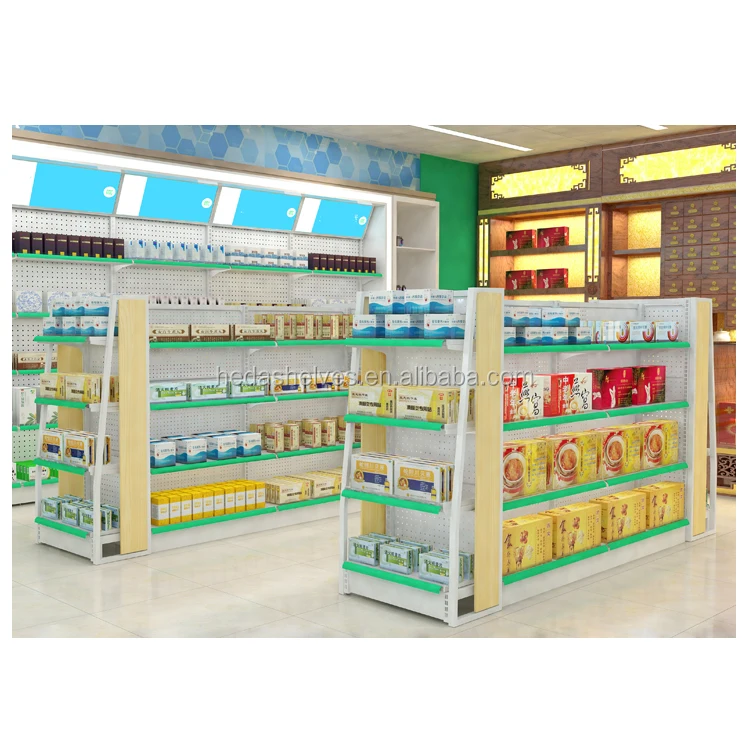 Safety Pharmacy Display Shelves Store Shelving Rack For Pharmacy Shop