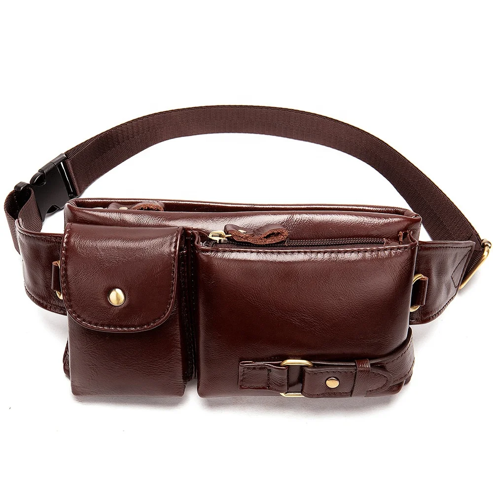 

Hot sale Genuine Leather Waist bag Layer Leather Cowhide Retro Men's man Shoulder Crossbody Bag H