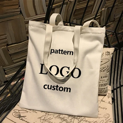 

Spot wholesale high-quality canvas tote bag blank custom logo shopping bag reusable fold cloth bag, White,black(custom)