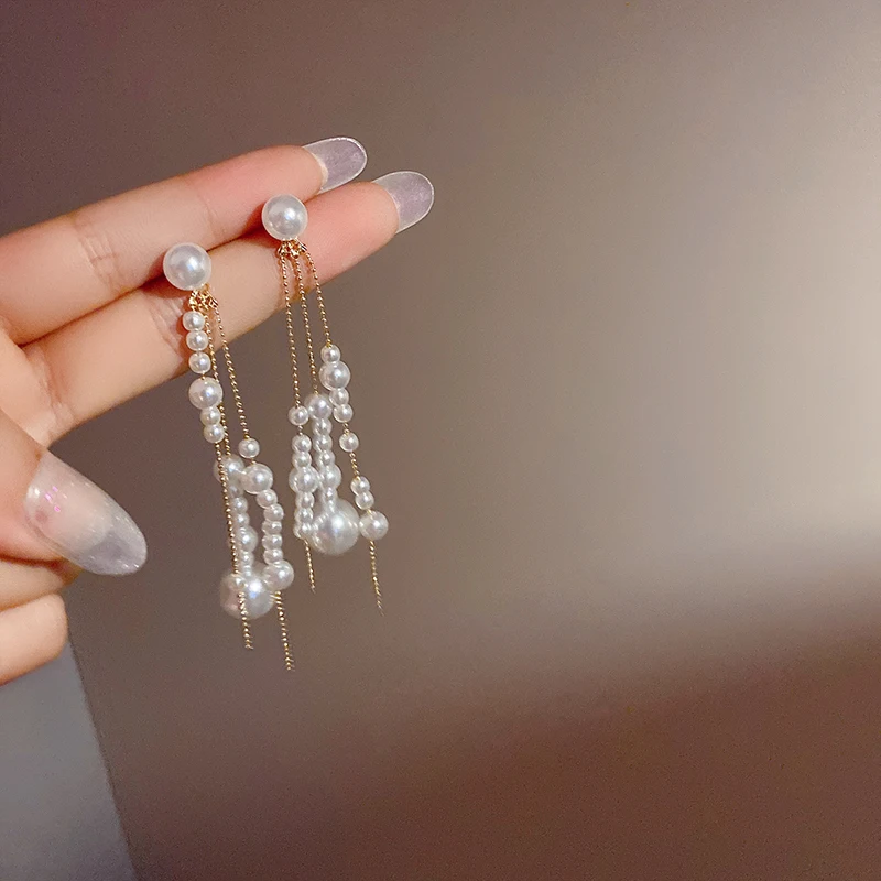 

trendy fashion tassel pearl long new 2021 earrings
