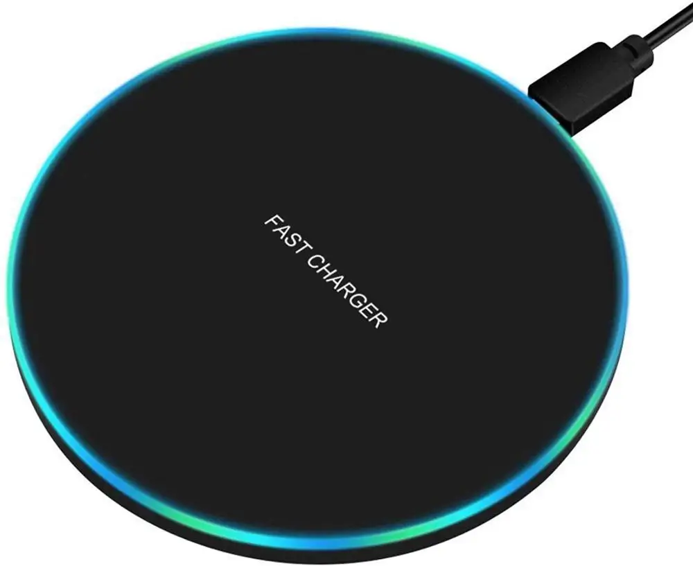 

10W Fast Charger Wireless Charging Pad With Lamp for i11 Pro Max/XR/XS/8 Plus Note10 Plus/S10/S10 Plus/Note9 All Smart Phones