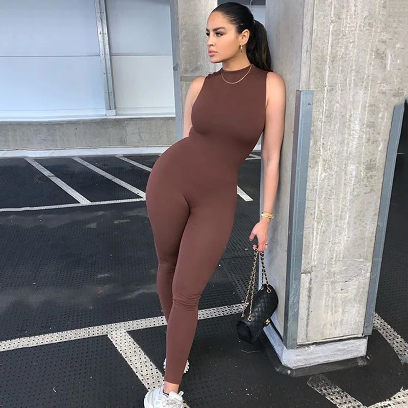 

Hot style 2021 new women's sexy tight Sleeveless jumpsuit pants