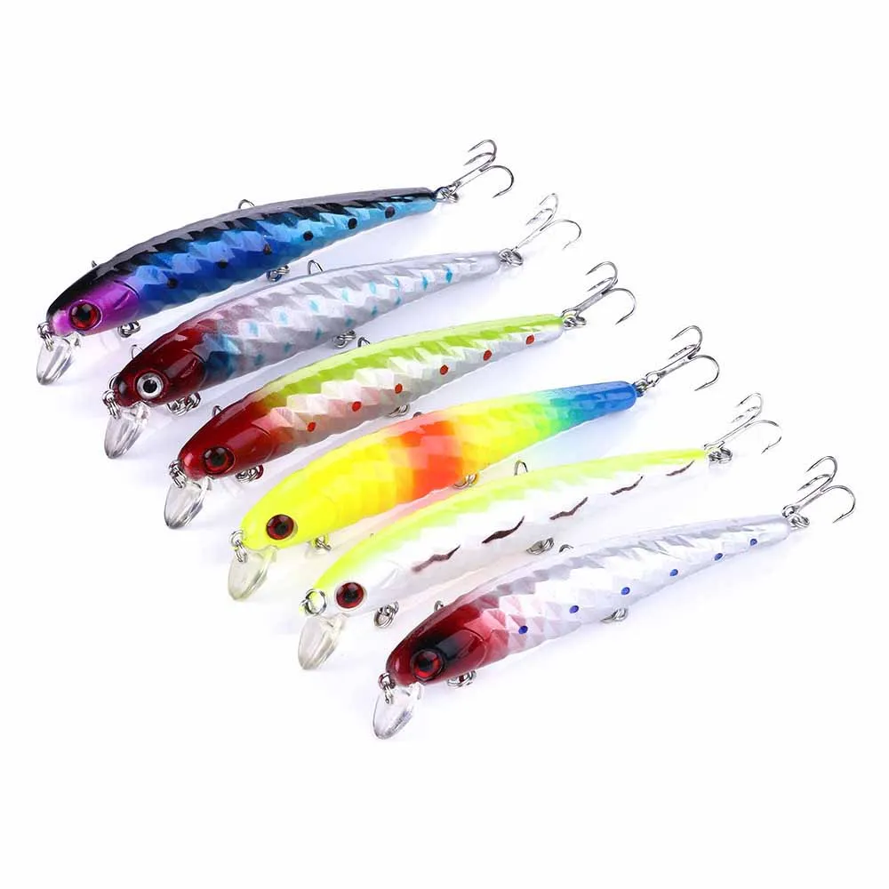 

Factory wholesale 3D Eye Artificial Bait sinking fishing lure Lures 12 # Hook 6 colour minnow fishing lure hard bait, 6 colors