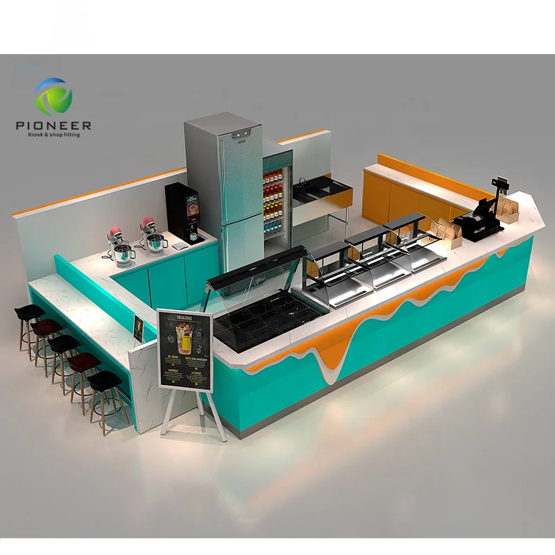 

Pioneer Customized Bubbe Tea Ice Cream Shop Interior Fast Food Restaurant Food Stall Burger Kiosk Design