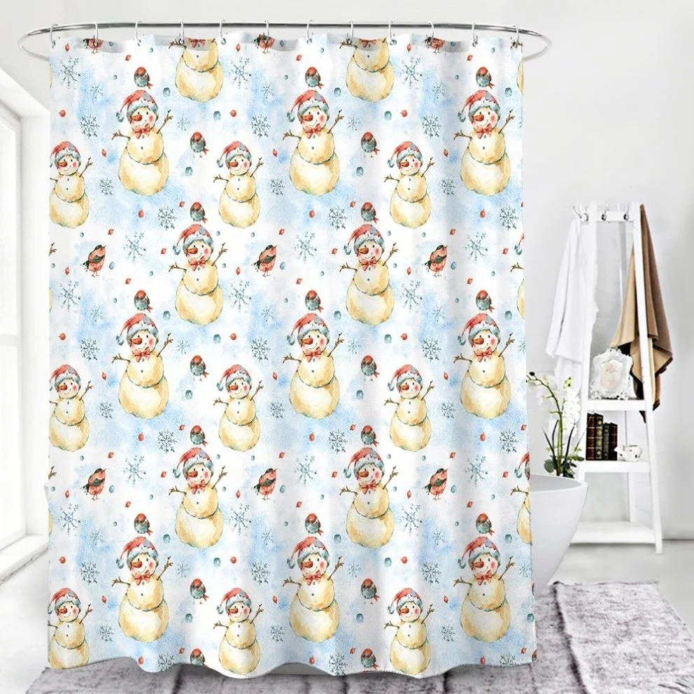 

Christmas Series Cartoon Printed Shower Curtain Bathroom Curtain Home Decoration, Picture