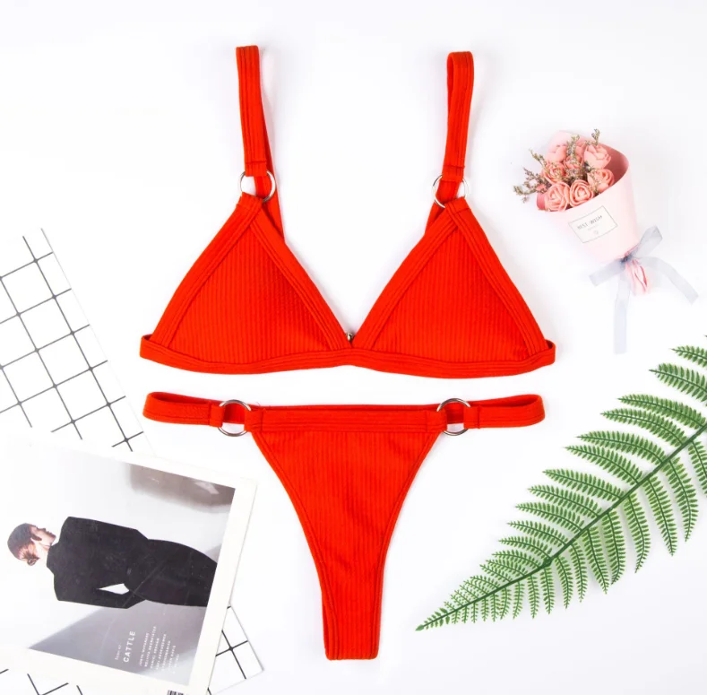 

Wholesale slim sexy bikinis swimsuit with hoops, Accept customized
