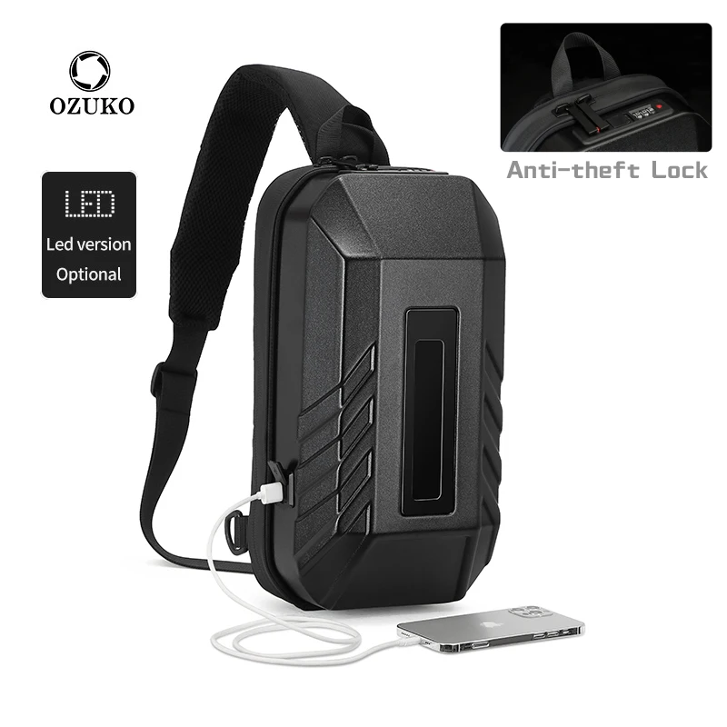 

Ozuko 9499S LED Korean 2022 Silicone Sling Bag Men PC Chest Sports Shoulder Tote Bag Purse Luxury Crossbody Phone Bag, Black/green/grey/camo