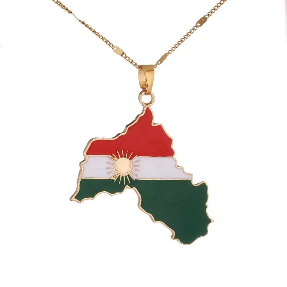 

Kurdistan Map Pendant Necklaces Chain Kurdish Gold Color Koerdistan Jewelry