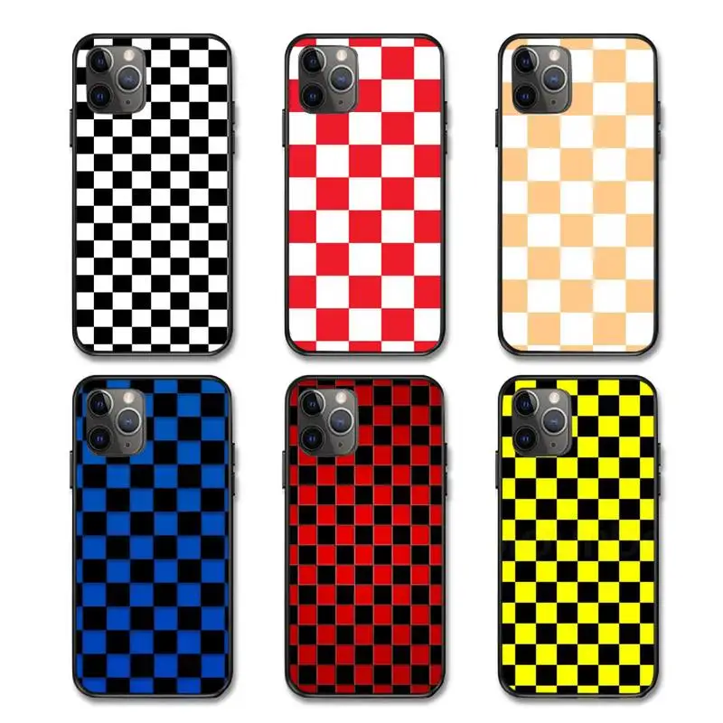 

Checkerboard grid design Eco Friendly Shockproof Protective Cellphone TPU 3d Sublimation Phone Cases For iPhone 13 11 12 Pro Max, Black
